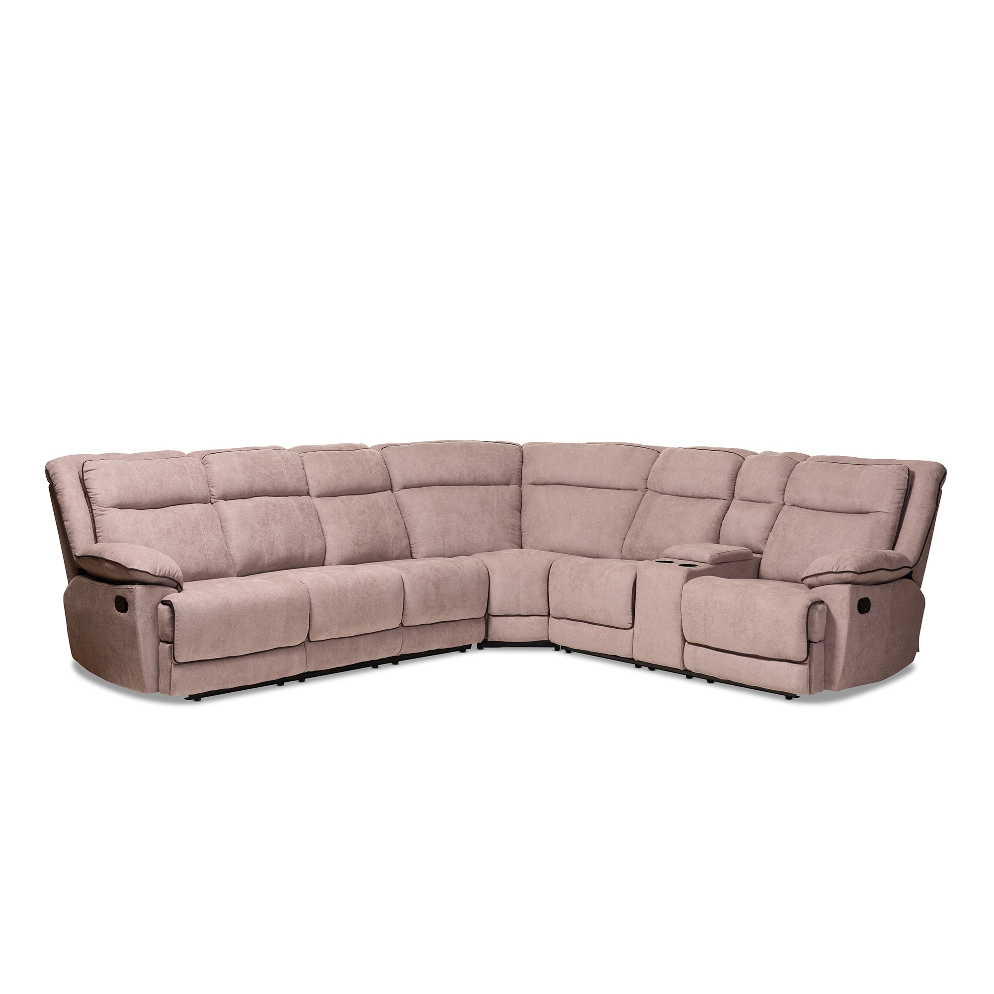 Baxton Studio Sabella Modern And Contemporary Dark Brown Fabric 7 Piece Reclining Sectional