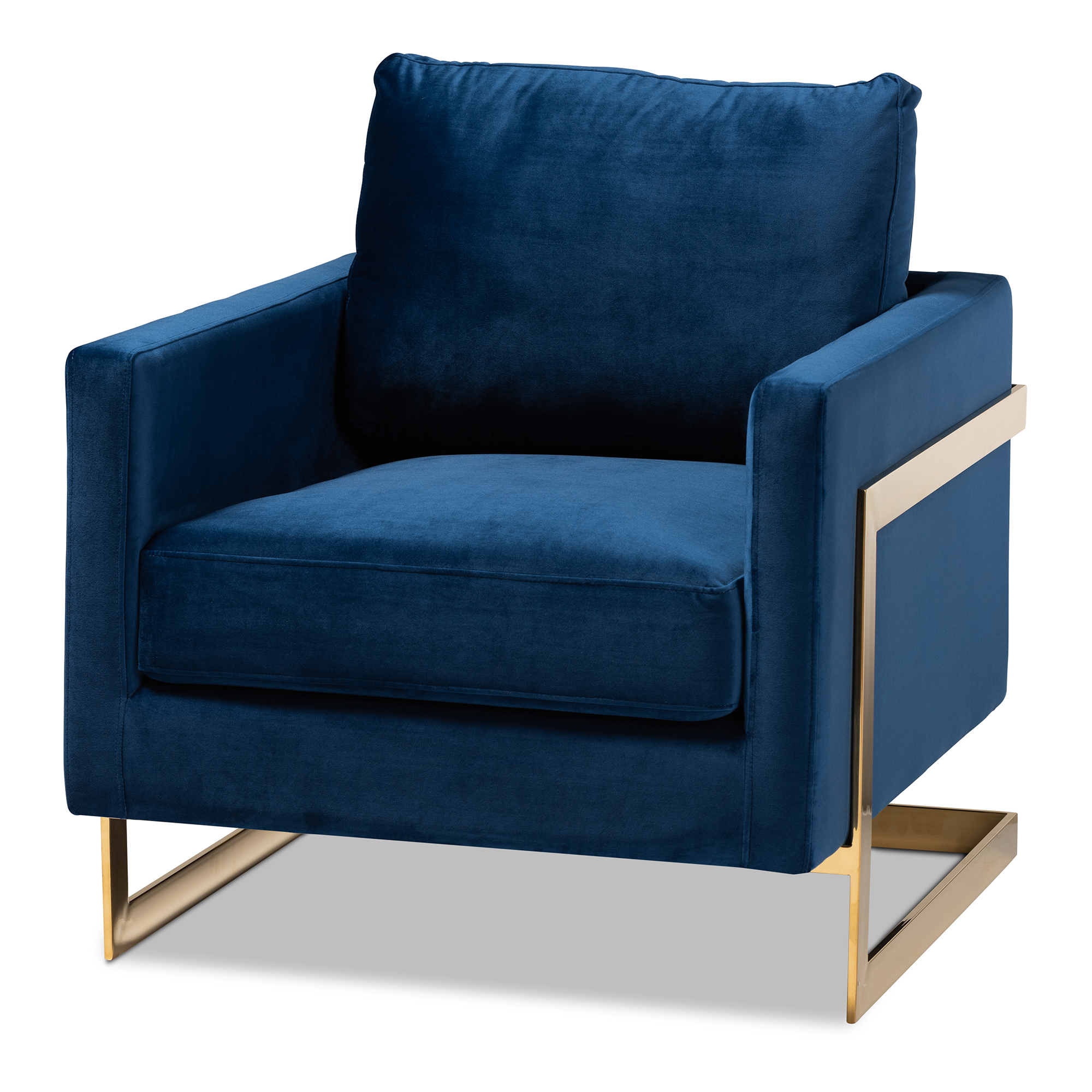 navy and gold armchair