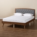 Baxton Studio Ratana Mid-Century Modern Transitional Grey Fabric Upholstered and Walnut Brown Finished Wood Full Size Platform Bed - BSOMG0020-4S-Dark Grey/Walnut-Full