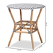 bali & pari Tavor Classic French Black and White Weaving and Natural Brown Rattan Indoor and Outdoor Bistro Table - BSODC613-Rattan-DT