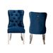 Baxton Studio Honora Contemporary Glam and Luxe Navy Blue Velvet Fabric and Silver Metal 2-Piece Dining Chair Set - BSOF459-Navy Blue Velvet-DC