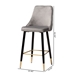 Baxton Studio Giada Contemporary Glam and Luxe Grey Velvet Fabric and Dark Brown Finished Wood 2-Piece Bar Stool Set - BSOWI-12380-Grey Velvet-BS