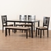 Baxton Studio Olympia Modern Beige Fabric and Espresso Brown Finished Wood 6-Piece Dining Set - BSORH386C-Sand/Dark Brown-6PC Dining Set