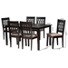 Baxton Studio Florencia Modern Beige Fabric and Espresso Brown Finished Wood 7-Piece Dining Set - BSORH388C-Sand/Dark Brown-7PC Dining Set