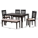 Baxton Studio Florencia Modern Beige Fabric and Espresso Brown Finished Wood 6-Piece Dining Set - BSORH388C-Sand/Dark Brown-6PC Dining Set