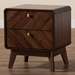 Baxton Studio Markell Mid-Century Transitional Walnut Brown Finished Wood 2-Drawer Nightstand - BSOLV44ST4424WI-CLB-NS