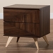 Baxton Studio Graceland Mid-Century Modern Transitional Walnut Brown Finished Wood 2-Drawer Nightstand - BSOLV45ST4524WI-CLB-NS