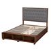 Baxton Studio Jalie Classic Transitional Grey Fabric and Walnut Brown Finished Wood King Size Platform Storage Bed - BSOMG9765/6001-1S-King