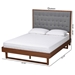 Baxton Studio Bryn Classic and Traditional Grey Fabric and Walnut Brown Finished Wood King Size Platform Bed - BSOMG9765/94043-King