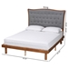 Baxton Studio Valonia Classic and Traditional Grey Fabric and Walnut Brown Finished Wood King Size Platform Bed - BSOMG9767/0082S-King