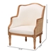 bali & pari Elizette Traditional French Beige Fabric and Honey Oak Finished Wood Accent Chair - BSOSEA689-Light wood-NAT01/White-F00