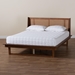 Baxton Studio Aveena Mid-Century Modern Walnut Brown Finished Wood King Size Platform Bed - BSOMG0004-3-Ash Walnut/Rattan-King