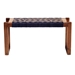 bali & pari Prunella Modern Bohemian Two-Tone Navy Blue and Natural Brown Seagrass and Acacia Wood Accent Bench - BSOF232-FT23-Navy Blue/Brown Diamond Pattern-Bench