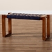 bali & pari Prunella Modern Bohemian Two-Tone Navy Blue and Natural Brown Seagrass and Acacia Wood Accent Bench - BSOF232-FT23-Navy Blue/Brown Diamond Pattern-Bench