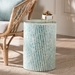 Baxton Studio Draven Modern Bohemian White and Blue Mother of Pearl End Table - BSOF232-FT37-Wooden-Accent Table