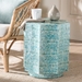 Baxton Studio Olesia Modern Bohemian Blue Mother of Pearl End Table - BSOF232-FT59-Wooden-Accent Table