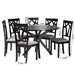 Baxton Studio Luise Modern Grey Fabric and Dark Brown Finished Wood 7-Piece Dining Set - BSOLuise-Grey/Dark Brown-7PC Dining Set