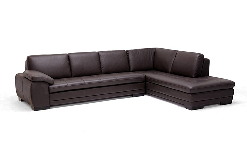 Brown leather sofa sectional with chaise | Affordable Modern Furniture in Chicago