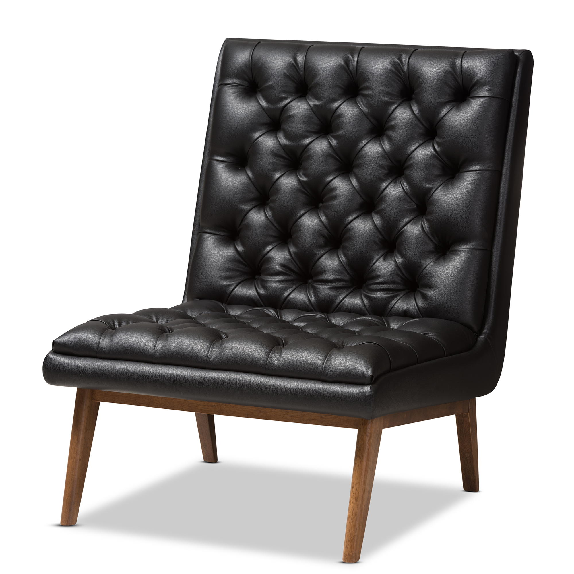 Baxton Studio Annetha Mid Century Modern Black Faux Leather