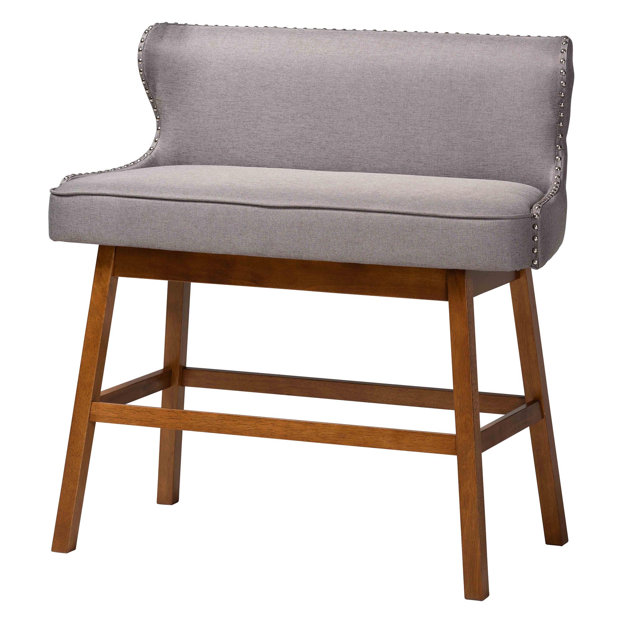 Baxton Studio Gradisca Modern and Contemporary Grey Fabric Button-tufted Upholstered Bar Bench Banquette Affordable modern furniture in Chicago, classic living room furniture, modern bar bench, cheap accent chairs 