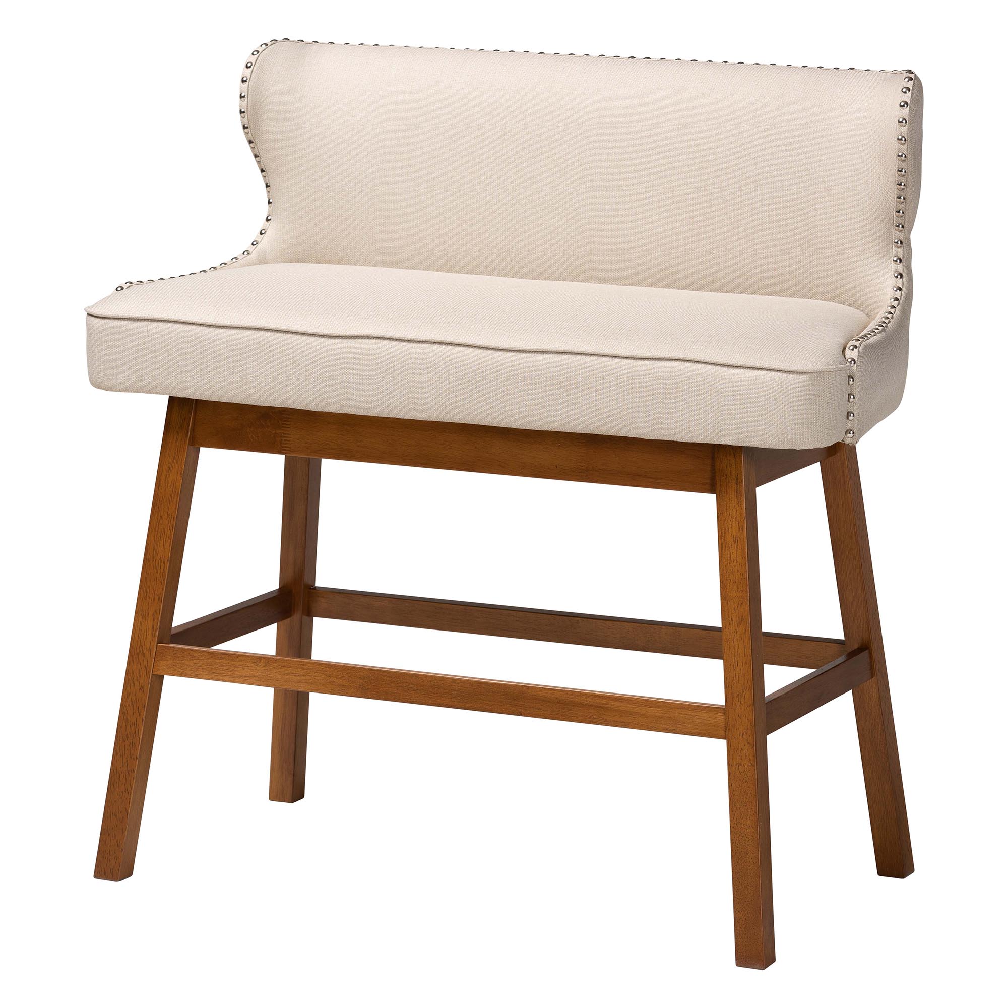 Baxton Studio Gradisca Modern and Contemporary Light Beige Fabric Button-tufted Upholstered Bar Bench Banquette Affordable modern furniture in Chicago, classic living room furniture, modern bar bench, cheap accent chairs 