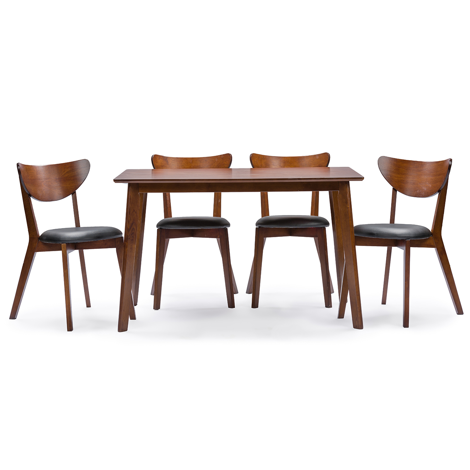 Baxton Studio Sumner Mid-Century Style Walnut Brown  5-Piece Dining Set