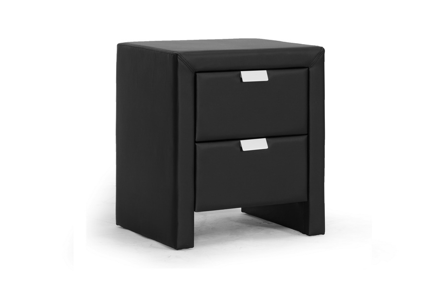 Baxton Studio Frey Black Upholstered Modern Nightstand