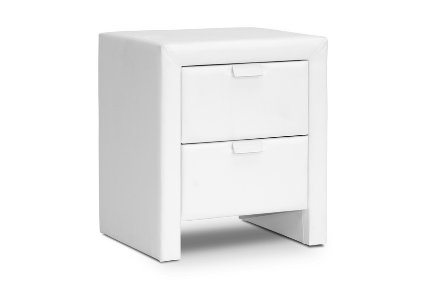 Baxton Studio Frey White Upholstered Modern Nightstand