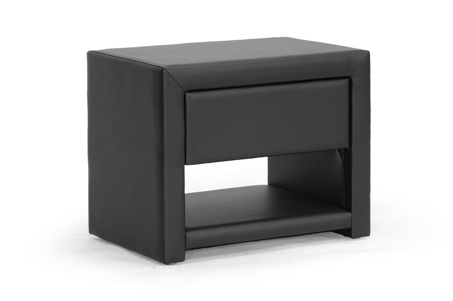 Baxton Studio Massey Black Upholstered Modern Nightstand