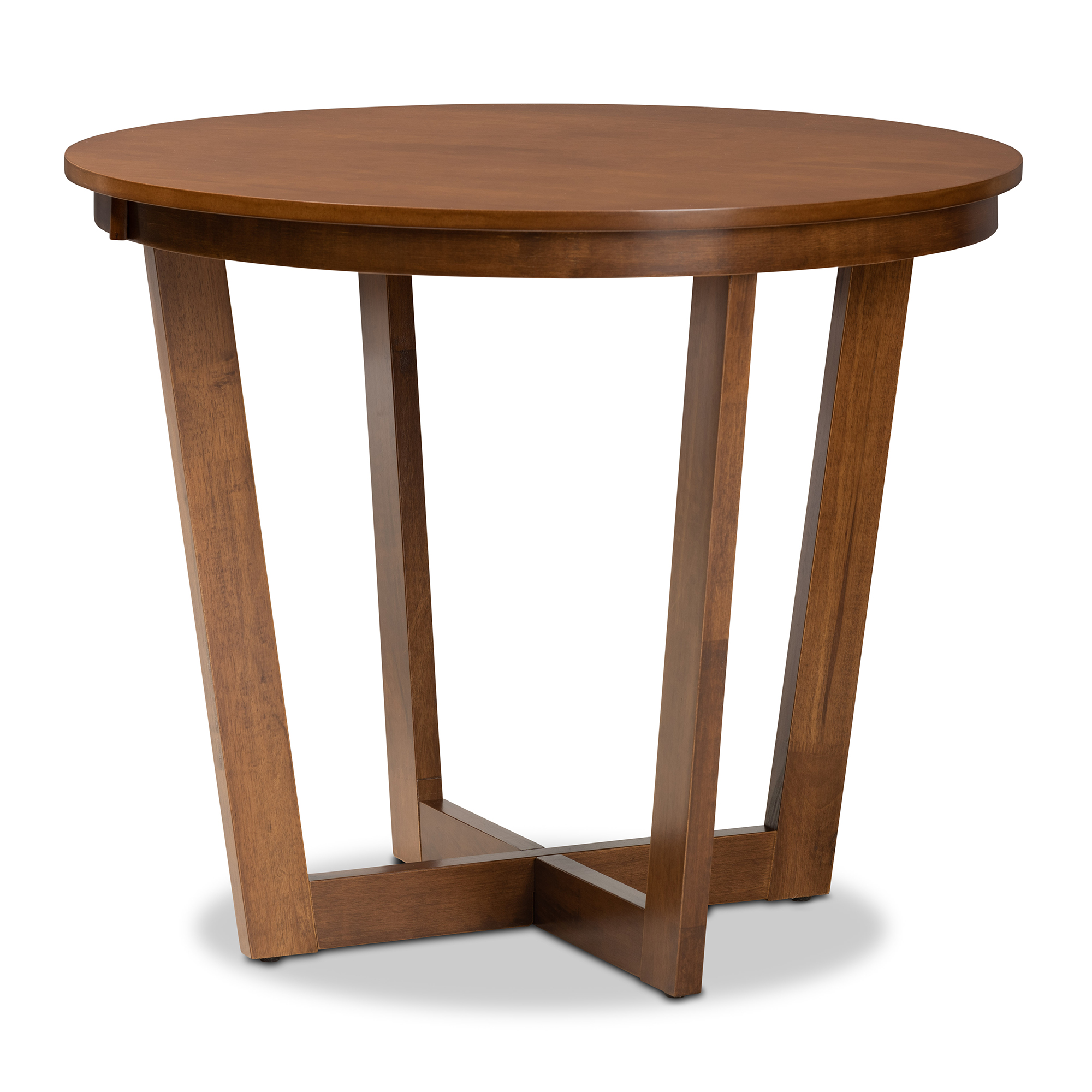 Baxton Studio Kaylee Mid Century Modern Transitional Walnut Brown Finished Wood Dining Table with Faux Marble Tabletop