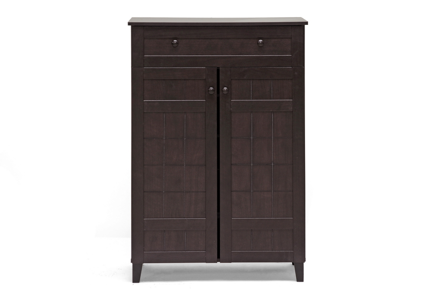 Baxton Studio Glidden Dark Brown Wood Modern Shoe Cabinet (Tall)