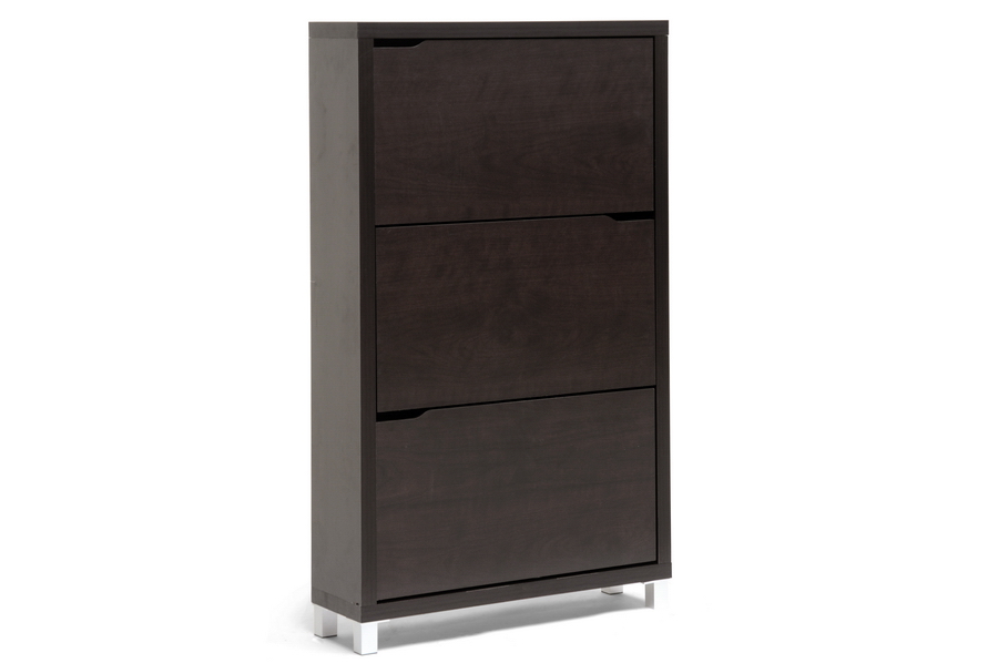 Baxton Studio Simms Dark Brown Modern Shoe Cabinet