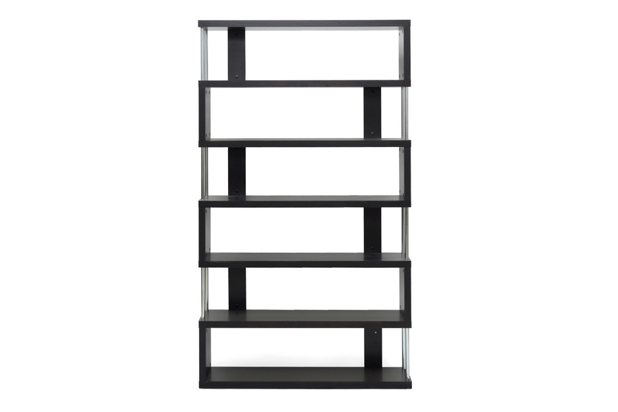 Baxton Studio Barnes Dark Brown Six-Shelf Modern Bookcase