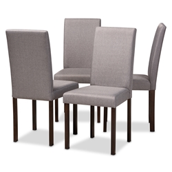 Baxton Studio Andrew Contemporary Espresso Wood Grey Fabric Dining Chairs (Set of 4)