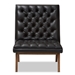 Baxton Studio Annetha Mid-Century Modern Black Faux Leather Upholstered Walnut Finished Wood Lounge Chair - BSOBBT5272-Pine Black-CC