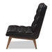 Baxton Studio Annetha Mid-Century Modern Black Faux Leather Upholstered Walnut Finished Wood Lounge Chair - BSOBBT5272-Pine Black-CC