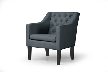 Baxton Studio Brittany Club Chair-Gray Contemporary, Chair, Discount- Furniture, Modern, Black, Wood 