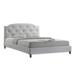 Baxton Studio Canterbury White Leather Contemporary Queen-Size Bed Affordable modern furniture in Chicago,Canterbury White Leather Contemporary Queen-Size Bed, Bedroom Furniture Chicago