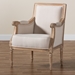 Baxton Studio Chavanon Wood & Light Beige Linen Traditional French Accent Chair - BSOASS500Mi CG4