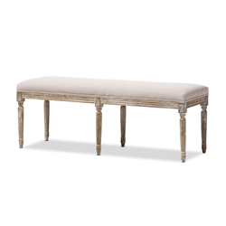 Baxton Studio Clairette Wood Traditional French Bench Affordable modern furniture in Chicago, Clairette Wood Traditional French Bench, Entryway Furniture Chicago