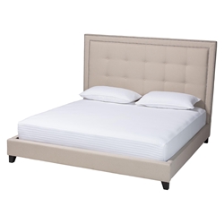 Baxton Studio Hirst  Light Beige Platform Bed- King Size Affordable modern furniture in Chicago, Hirst  Light Beige Platform Bed- King Size, Bedroom Furniture Chicago