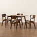 Baxton Studio Katya Mid-Century Modern Walnut Brown Finished Wood 5-Piece Dining Set - BSORH378C-Walnut-5PC Dining Set