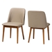 Baxton Studio Lavin Mid-Century Dark Walnut Beige Faux Leather Dining Chairs - BSORT324-CHR