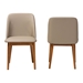 Baxton Studio Lavin Mid-Century Dark Walnut Beige Faux Leather Dining Chairs - BSORT324-CHR