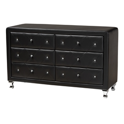 Baxton Studio Luminescence Wood Contemporary Black Upholstered Dresser Affordable modern furniture in Chicago, Luminescence Wood Contemporary Black Upholstered Dresser, Bedroom Furniture Chicago