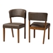 Baxton Studio Montreal Mid-Century Dark Walnut Wood Grey Faux Leather Dining Chairs - BSORT281-CHR