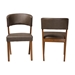 Baxton Studio Montreal Mid-Century Dark Walnut Wood Grey Faux Leather Dining Chairs - BSORT281-CHR