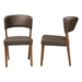 Baxton Studio Montreal Mid-Century Dark Walnut Wood Grey Faux Leather Dining Chairs - BSORT281-CHR