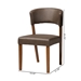 Baxton Studio Montreal Mid-Century Dark Walnut Wood Grey Faux Leather Dining Chairs - BSORT281-CHR