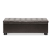 Baxton Studio Roanoke Ottoman-Brown - BSOBBT3101-Dark Brown-OTTO